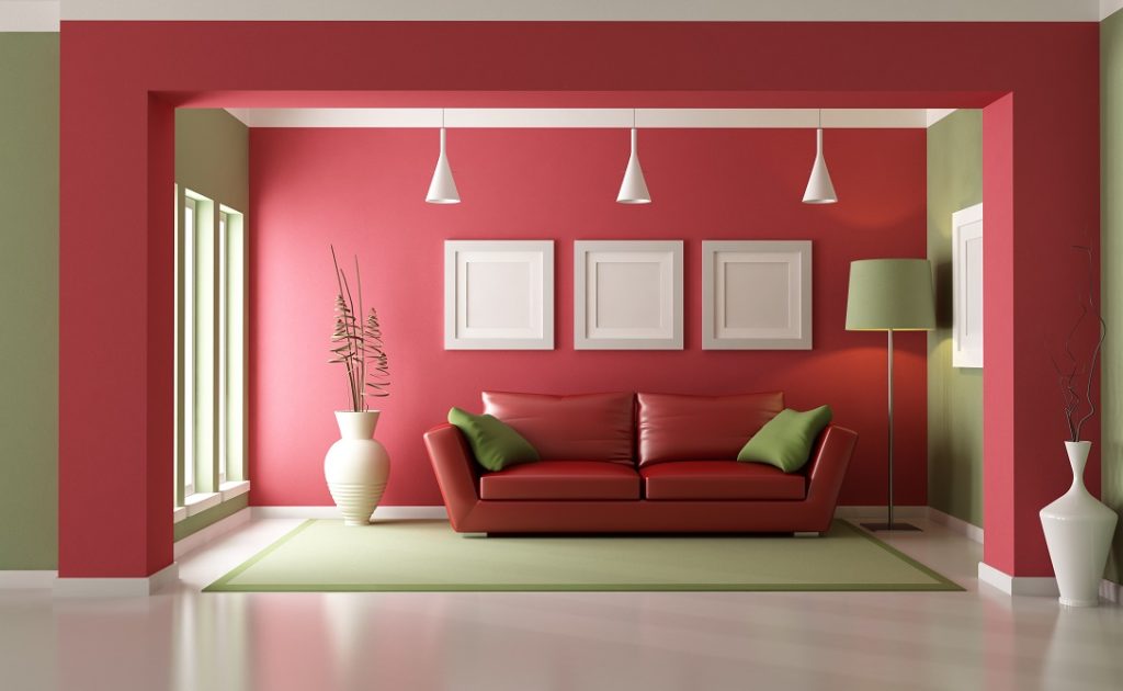 kombinasi warna merah cat dinding rumah