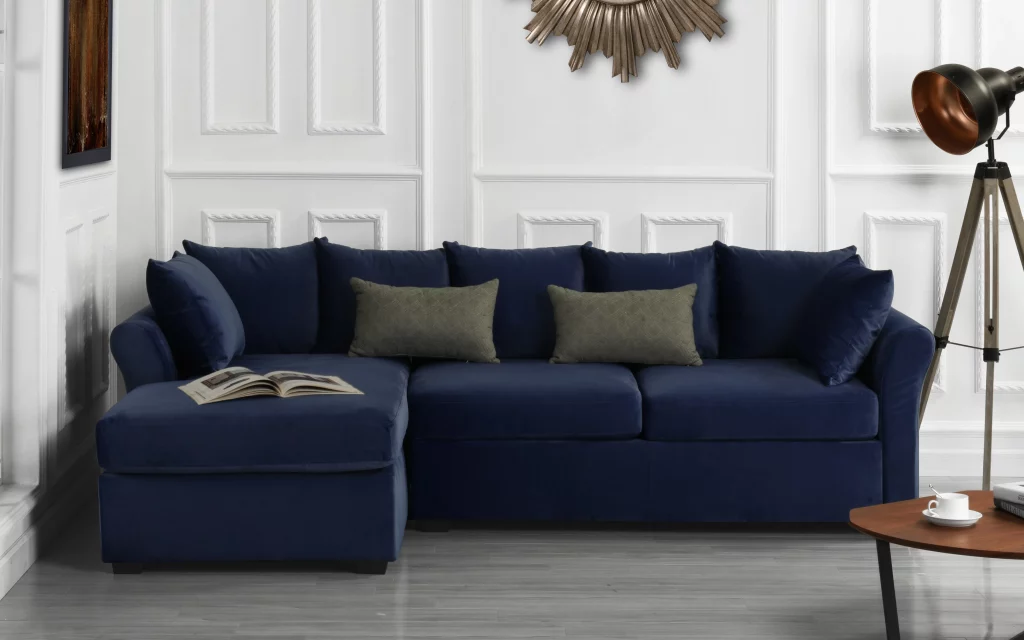 sofa keratan baldu microfiber ruang tamu mewah